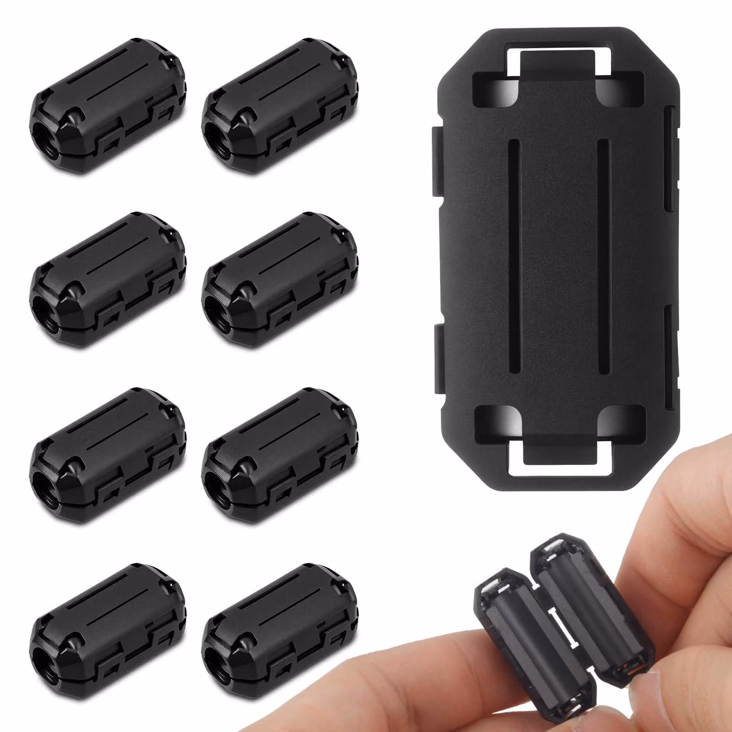 9 nuclei ferromagnetici a clip, filtro RFI-EMI, per cavi da 3 a 13 mm