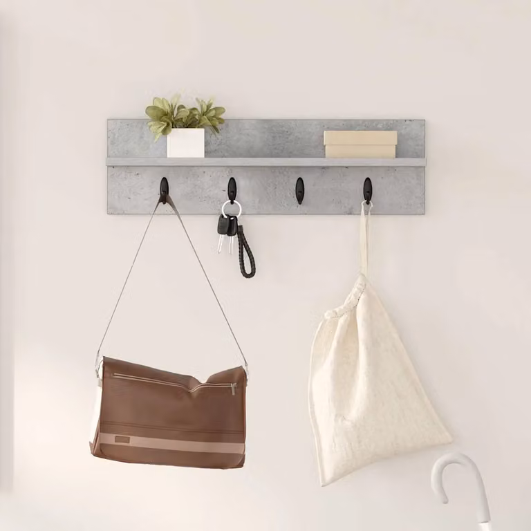 vidaXL Appendiabiti a muro moderno in MDF Grigio opaco L 60 cm x P 10,5 cm x H 18 cm