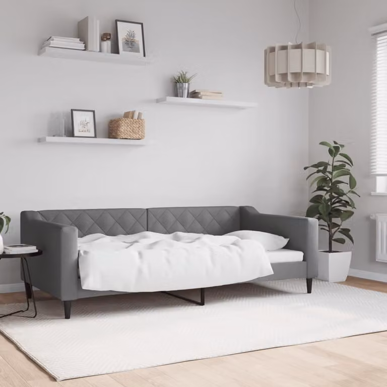 Maison Exclusive - Letto a giorno, colore grigio scuro, 90x190 cm, tessuto