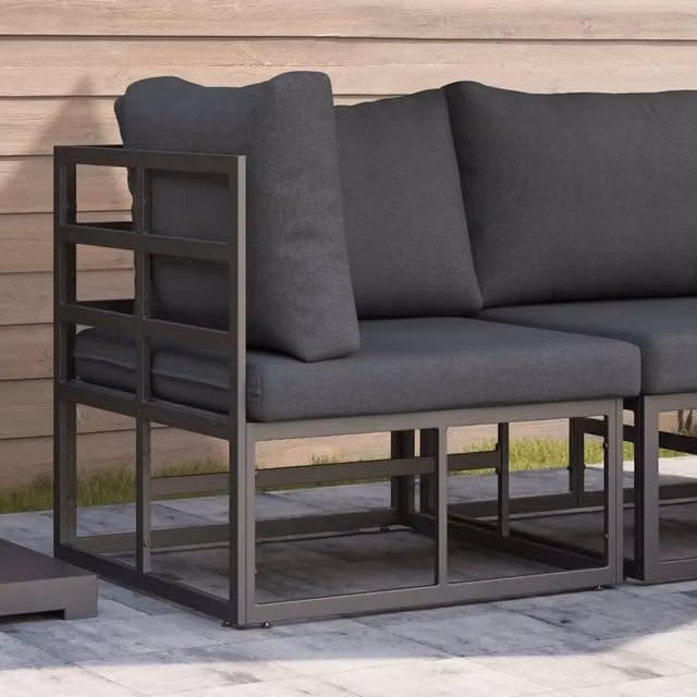 Divano da Giardino-Mobili da Esterno Nero e antracite 71,5 x 71,5 x 71 cm Metallo