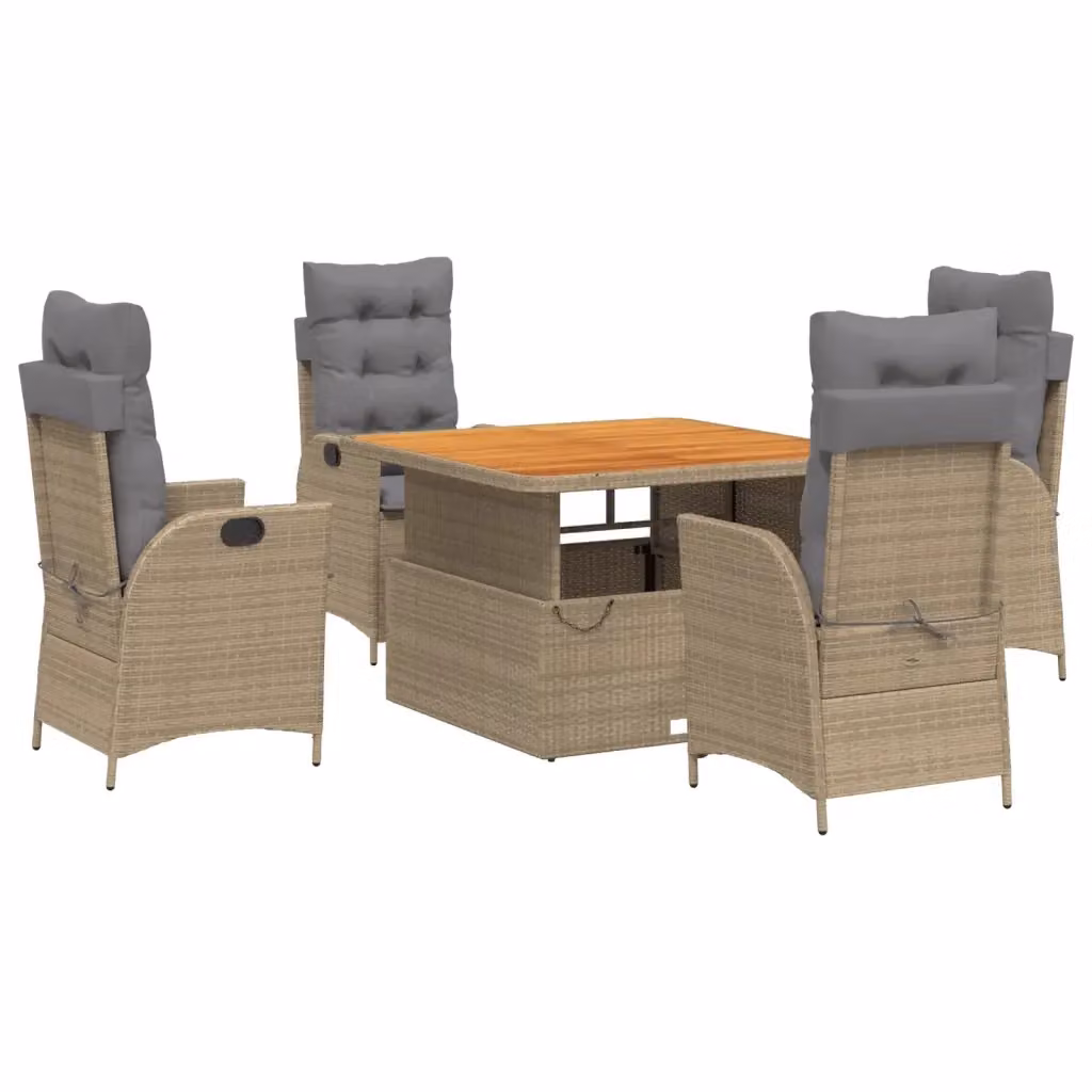 Set da pranzo da giardino vidaXL in legno di acacia oliato con 5 sedie in polyrattan beige, marrone o grigio – 2