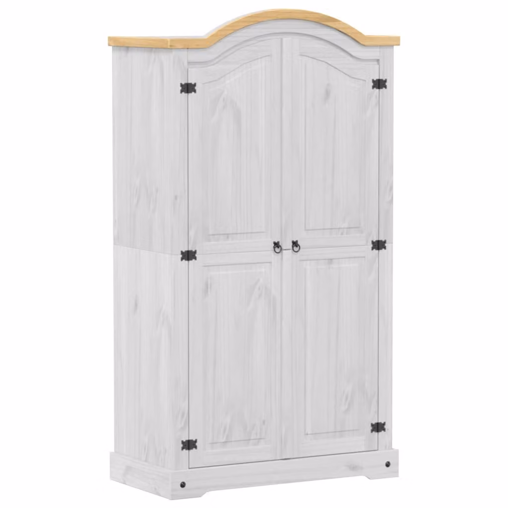 Armadio  Bianco 102x52x186 cm in Legno Massello di Pino