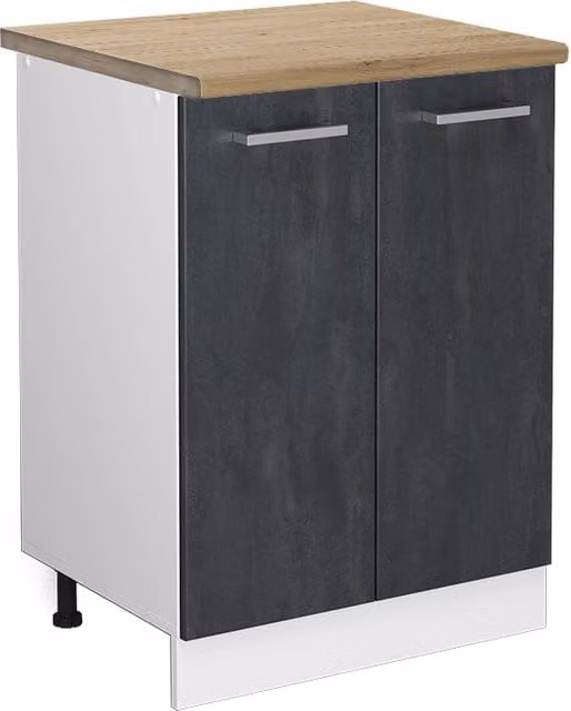 Mobiletto base cucina Vicco R-Line moderno in finitura rovere con ante a battente nero e bianco L: 60 cm, H: 81,6 cm, P: 27,9 cm