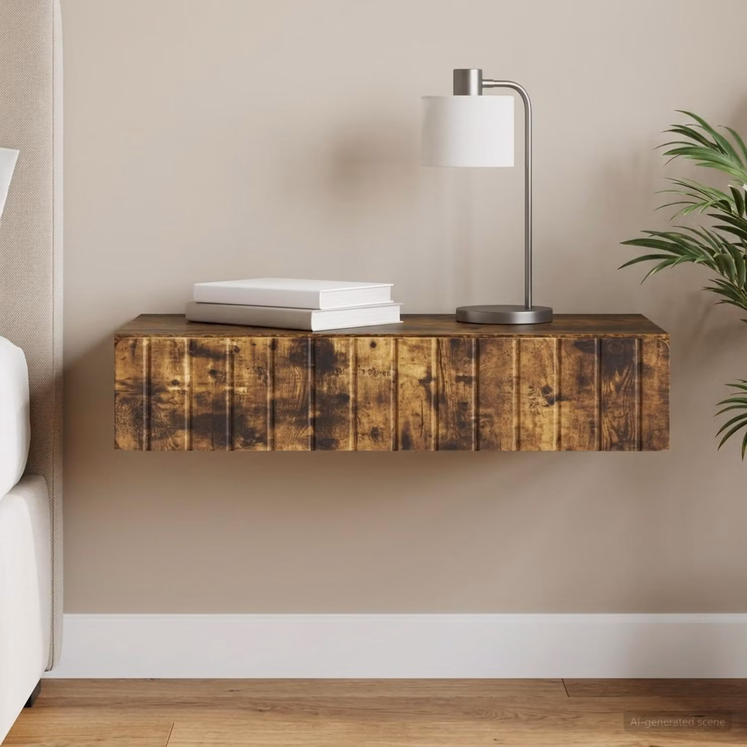 vidaXL Tavolino da Parete Laterale in Rovere Fumo Marrone L: 87,5 cm, P: 34,5 cm, H: 17 cm