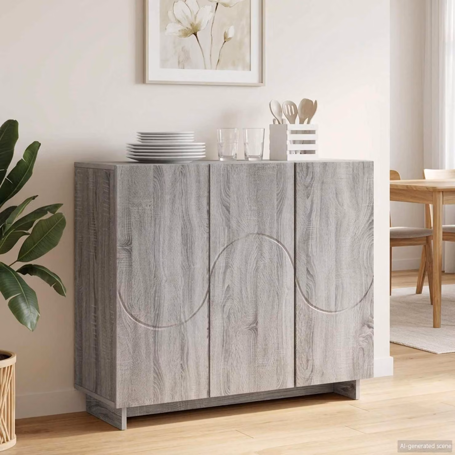 Credenza moderna vidaXL in legno ingegnerizzato grigio, L 85,5 x P 31 x H 75 cm