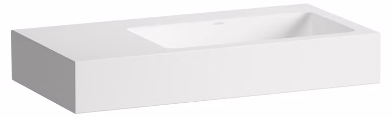 LAUFEN CLASSICS Lavabos, rectangulaire, tablette à gauche, sans percement pour la robinetterie, sans trop-plein, 800x405x135mm, blanc brillant, H510CL50001121, H510CL50001121