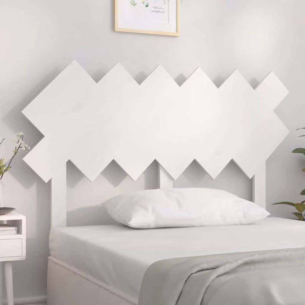 Testiera per letto vidaXL in legno massello di pino bianco, stile rustico, L 122,5 cm x P 3 cm x H 80,5 cm