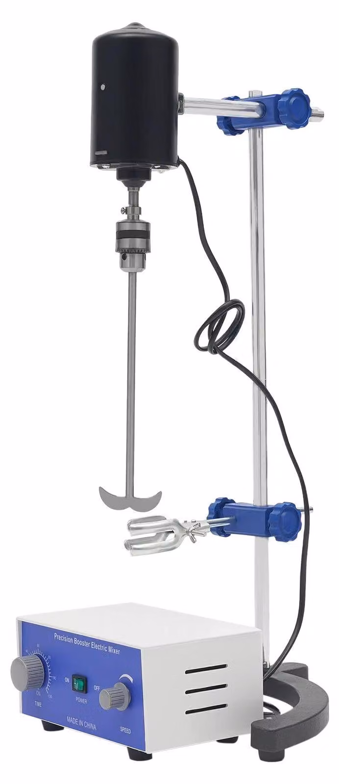 Agitatore da laboratorio a sospensione - Miscelatore da laboratorio - 200 W - Velocità variabile - Fino a 2600 giri/min - Per liquidi - Blu