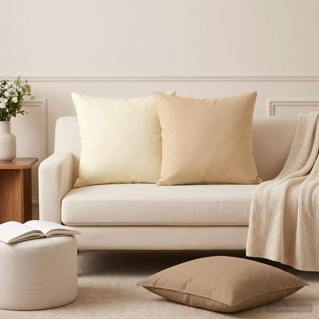 Cuscino con cuscino HEERLEN 12 pz Crema Poliestere 927135