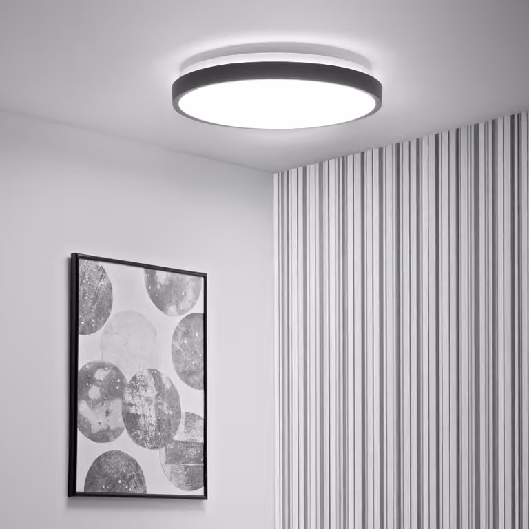 LUMILED LED lampada da soffitto 24W 2500 Lm plafoniera 4000K bianco neutro 34cm bianco tondo piatto con anello nero moderno soggiorno camera dei bambini camera da letto