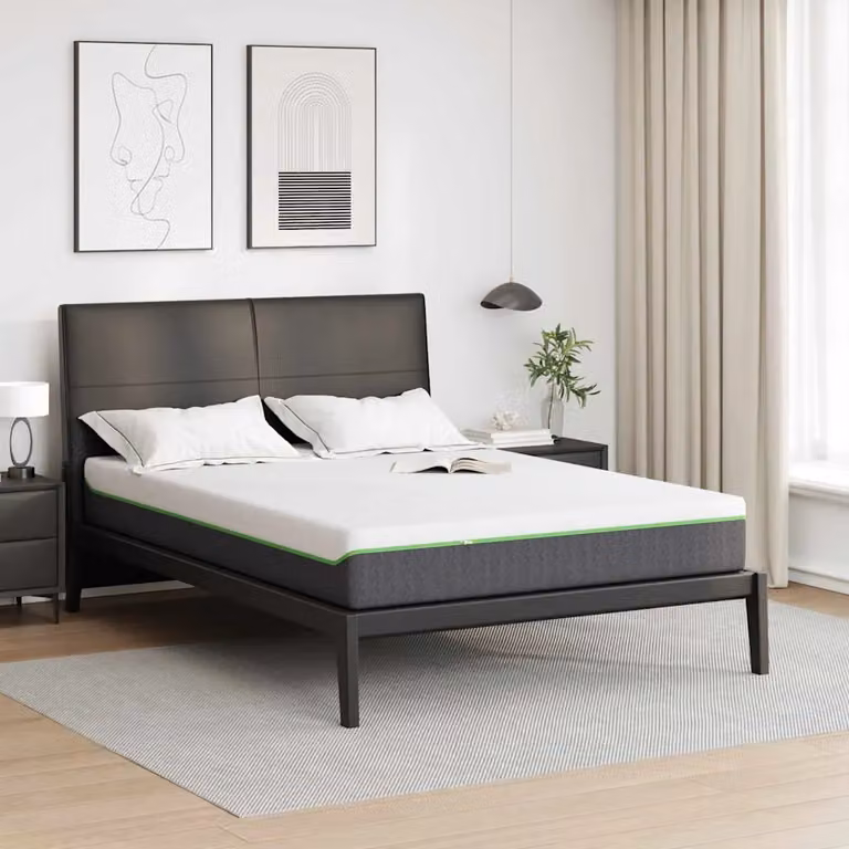 Materasso Hybrid vidaXL Bianco e Grigio L: 140 cm, P: 190 cm con Tessuto Geometrico e Regolazione della Temperatura