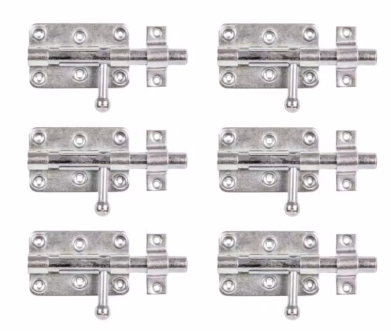 Alberts 842536 Catenaccio, con impugnatura rotonda e anello fisso, zincato, passivato a film spesso, piastra 99 x 68 mm, bullone Ø 15 mm, lunghezza totale 140 mm, set da 6
