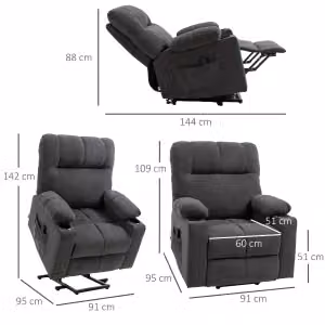 Poltrona Relax REDOM elettrica alzapersona reclinabile con massaggio e calore in tessuto grigio – 2