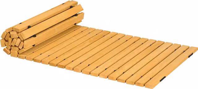 Passerella per giardino a doghe arrotolabile e semi flessibile Outsunny in legno di abete, Giallo, L: 185 cm, P: 60 cm