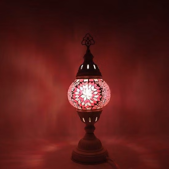 Lampada da tavolo con mosaico turco - Lampada marocchina fatta a mano - Ø 12 cm - Altezza 42 cm - Autentica e colorata