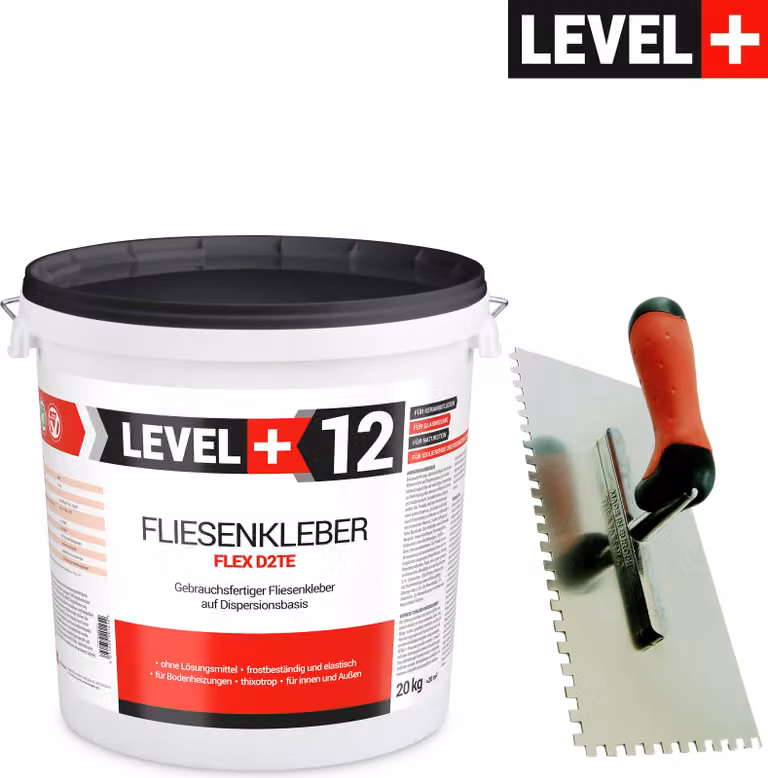 Adesivo per piastrelle Fertig Flex 20 kg + spatola dentata da 6 mm in acciaio inossidabile – Set per adesivo per pietra 201