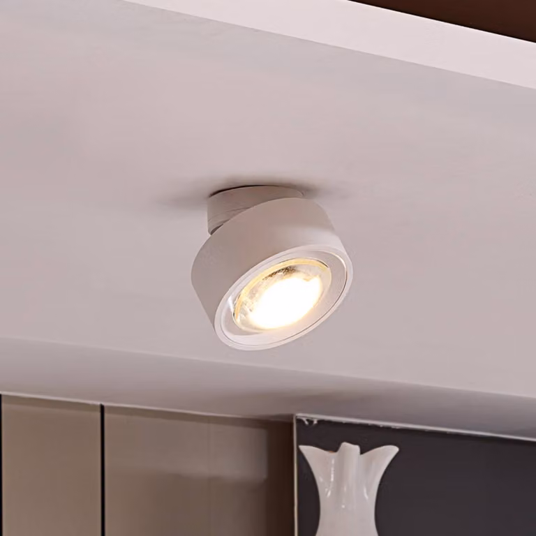 Plafoniera a LED Rotari Arcchio, dimmerabile, Bianco / Opale, Soggiorno / Sala da pranzo, Alluminio, Moderno, Plafoniera LED