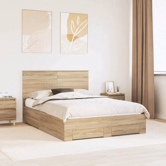 Struttura del letto con cassetto Rovere Sonoma 140 x 190 cm 3411307