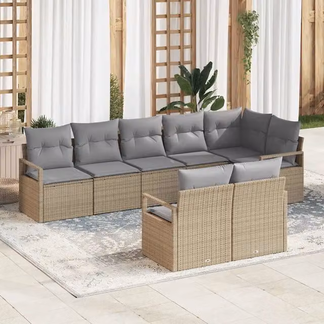 Set di divani 8 pz Beige polyrattan 3346430