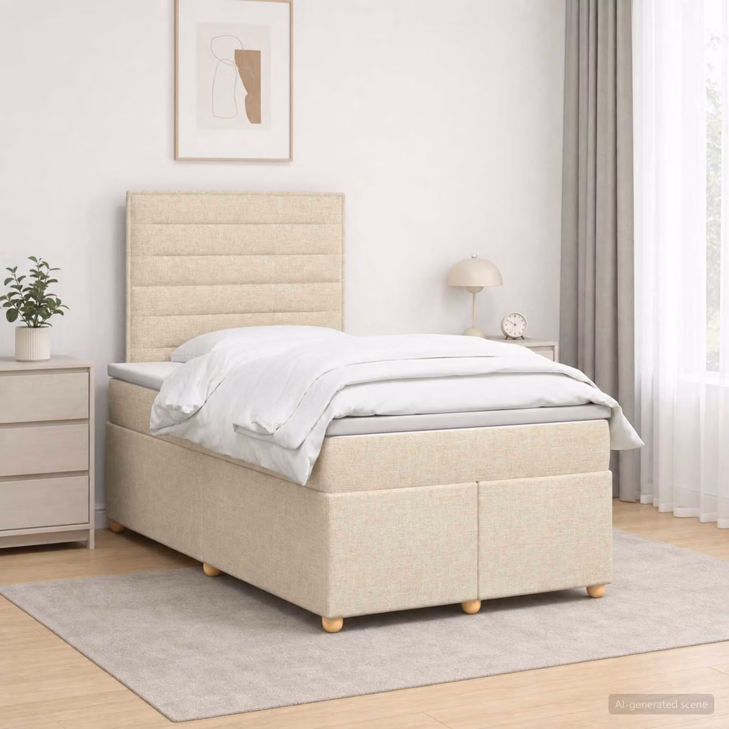 Letto box spring ibrido vidaXL con materasso a molle insacchettate e base contenitore, colore beige e bianco, L 200 x L 120 cm