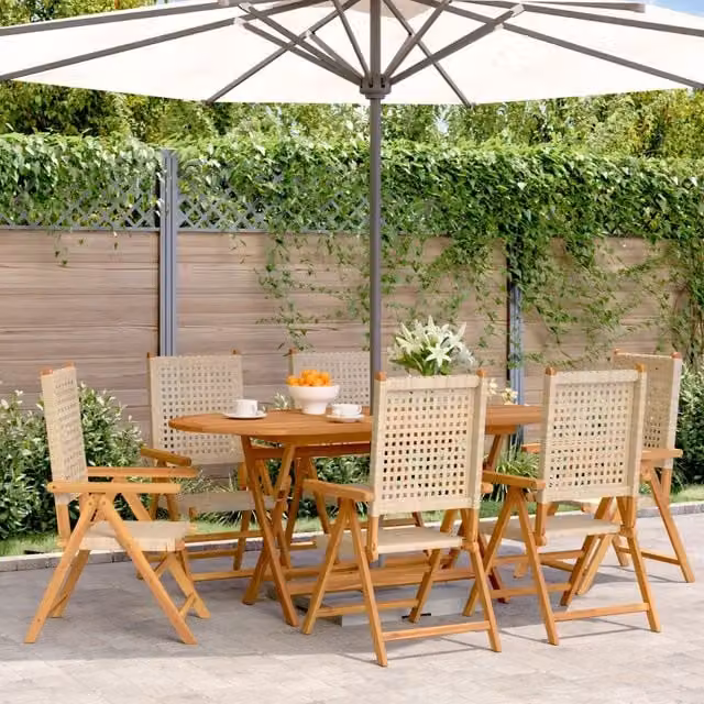 Sedie Reclinabili Pieghevoli 6pz Beige Polyrattan 3214527