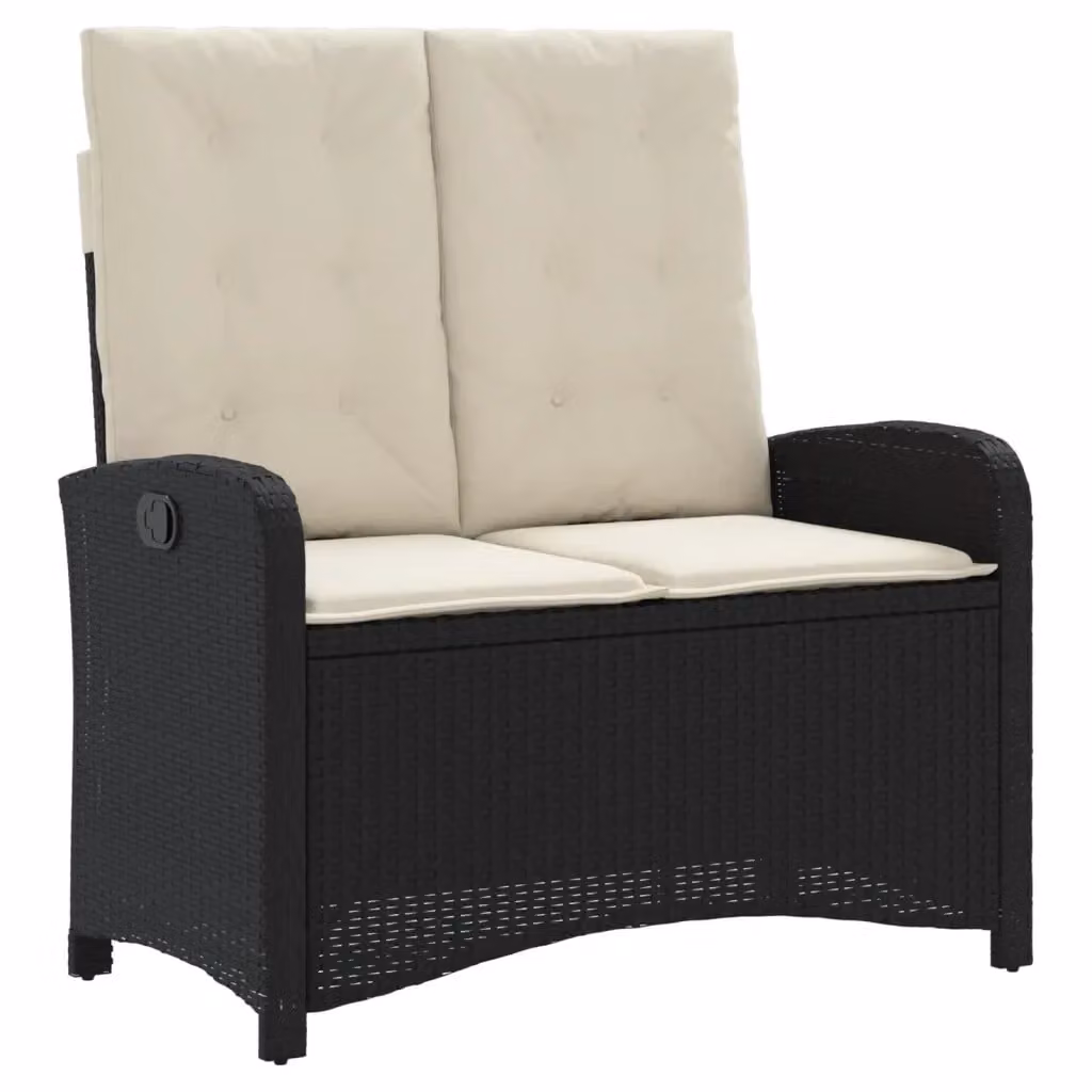 Panca Reclinabile da Giardino Design Mania con Cuscini in Polyrattan e Metallo Nera – 2