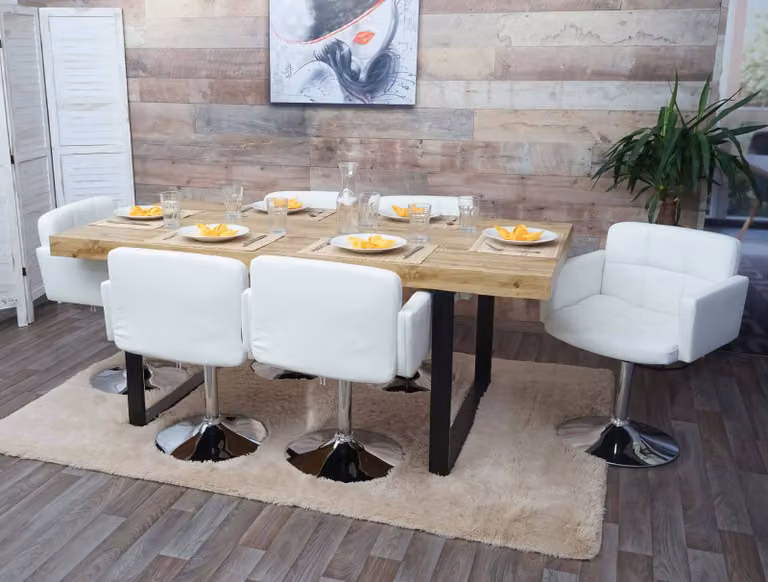 Set da 6 sedie da pranzo Houston, sedie da cucina girevoli, in Pelle finta e cromo, certificate MVG ~ bianco
