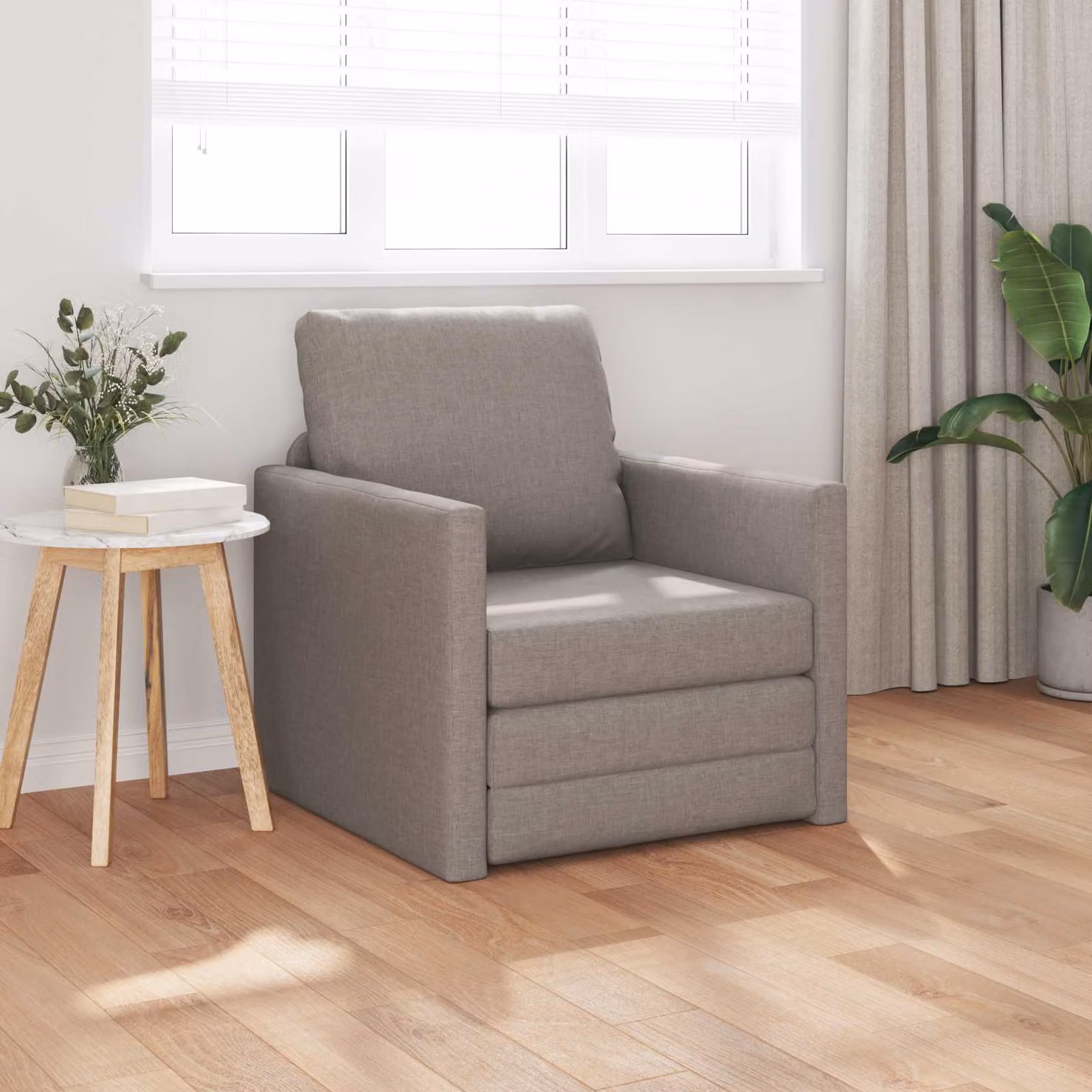 Divano letto Talpa vidaXL in tessuto moderno, disponibile in beige o grigio, L/P/H: 74 x 77 x 81 cm