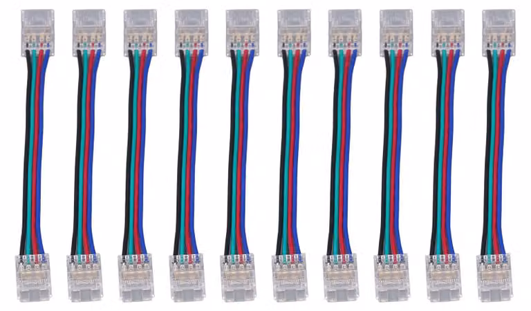 Kit di 10 connettori per strisce LED, con 4 poli, da 10 mm, per connessioni rapide, alta compatibilità, accessori