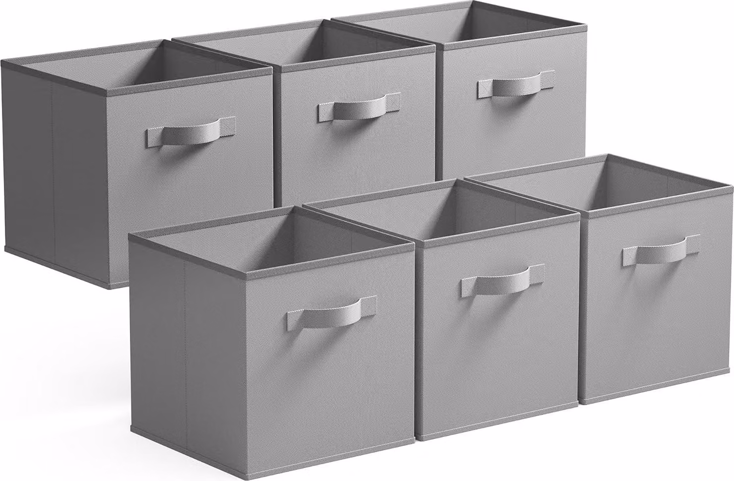 Contenitore portaoggetti 33x33x32,5 cm, confezione da 6, realizzato in tessuto, pieghevole, con maniglia, colore grigio, per riporre oggetti