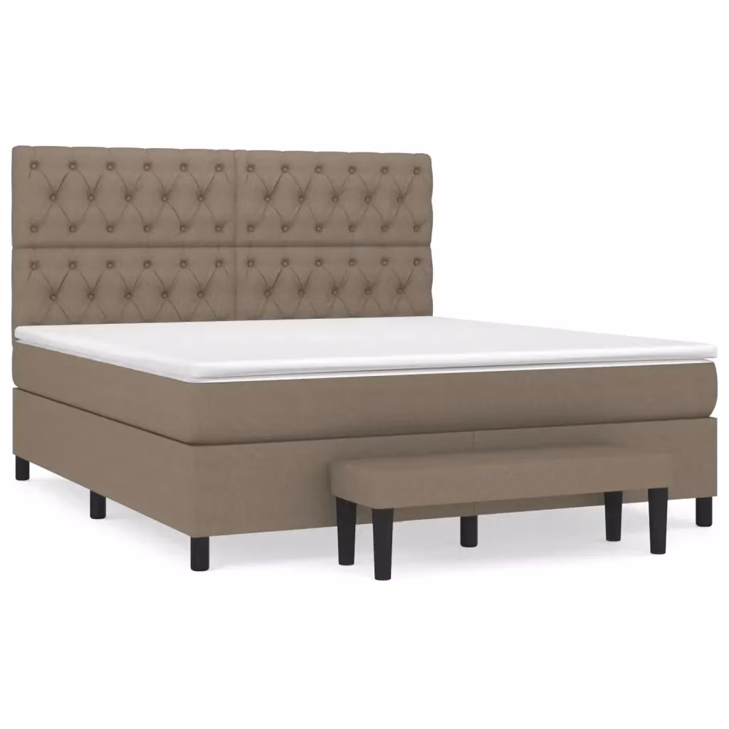 Letto Ibrido Moderno vidaXL con Struttura Imbottita in Tessuto e Legno, Colore Beige e Bianco, L/P/H: 160 x 200 x 128 cm – 2