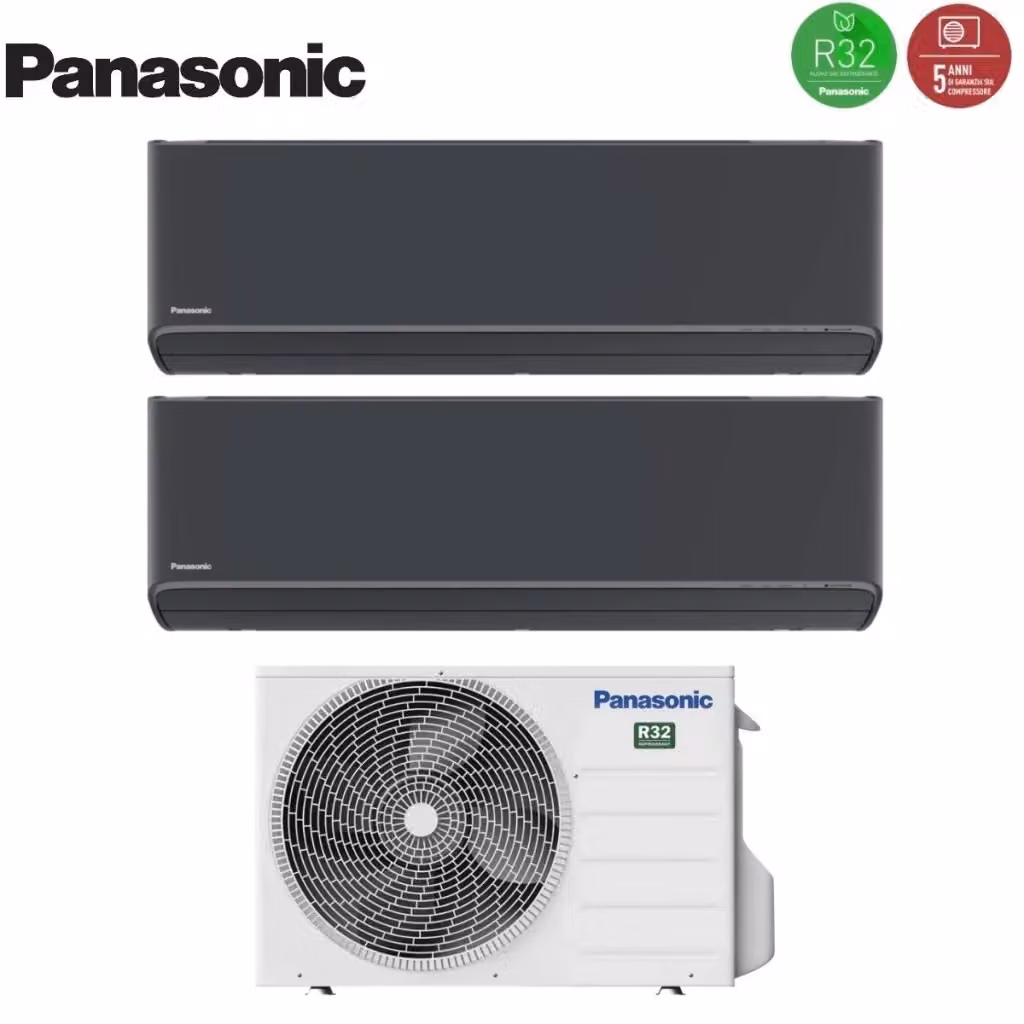 Condizionatore Dual Split Panasonic Etherea Dark 7+7 Antracite con Wi-Fi Integrato e Classe Energetica A+++ – 2