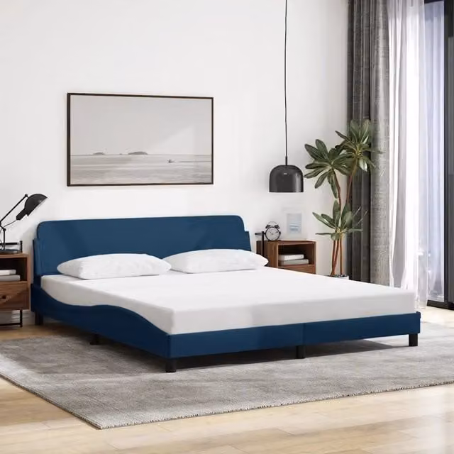 Giroletto con Testiera Dover Blu 180x200 cm Tessuto 373231