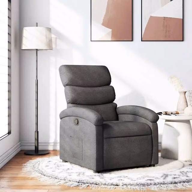 Poltrona Reclinabile Relax vidaXL in Tessuto Grigio con Braccioli e Regolazione Manuale – 1