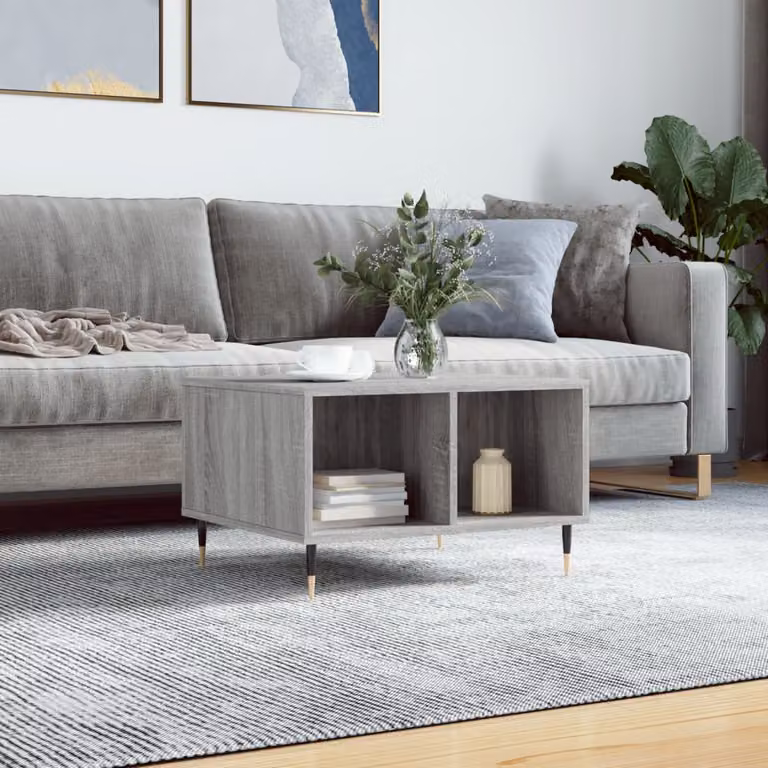 Tavolino da salotto moderno vidaXL in composito e MDF grigio L: 60 cm, P: 50 cm, H: 36,5 cm