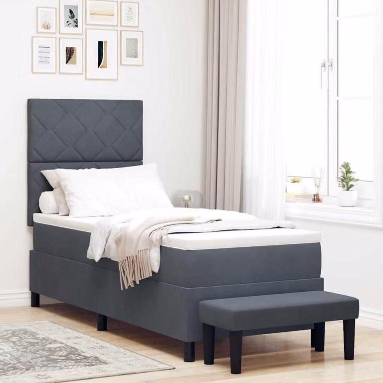 Maison Exclusive - Letto boxspring con testiera grigio scuro 200 x 80 cm in velluto