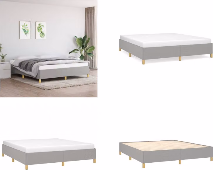 vidaXL Struttura letto grigio chiaro 160x200 cm in tessuto - Struttura letto - Cornici letto - Struttura letto - Letto