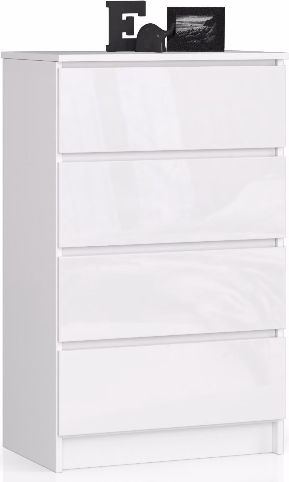 Comò Elegante Bianco K60 con 4 Cassetti in Finitura Lucida