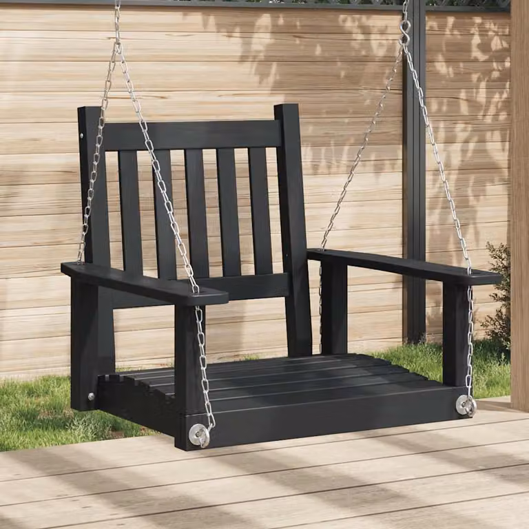 vidaXL Dondolo da Giardino in Legno di Abete e Metallo Nero con Braccioli