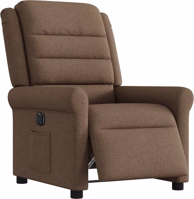 Poltrona | Sedia Relax Elettrica Reclinabile Marrone in Tessuto