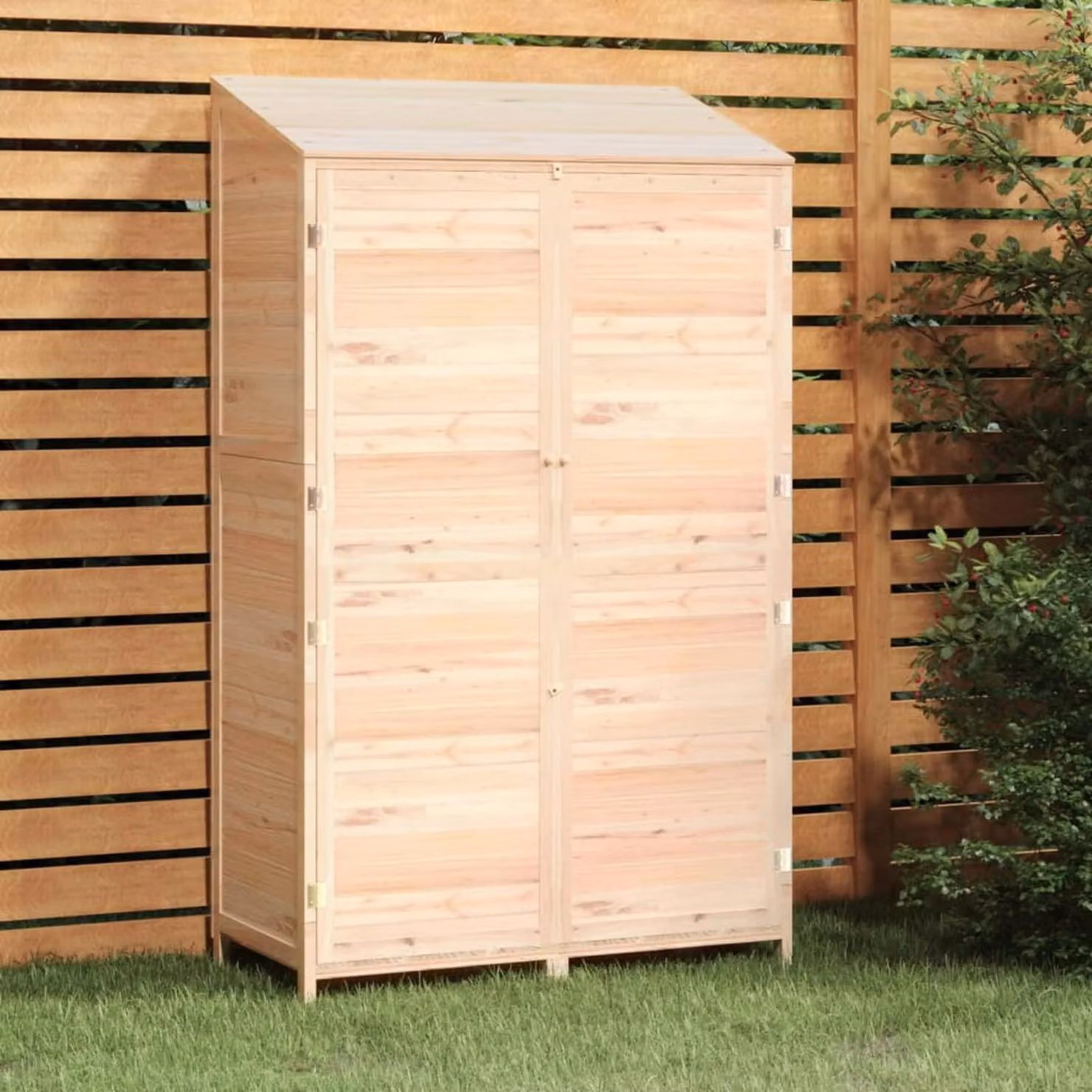 Capanno da giardino, deposito attrezzi, in legno massello di abete, finitura naturale - capacità: 320 litri