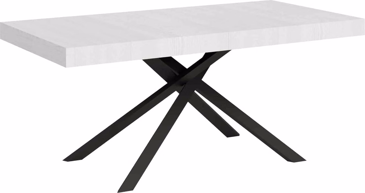 ITYHOME - Tavolo allungabile 200/304x90 cm Karida bianco frassino gambe antracite