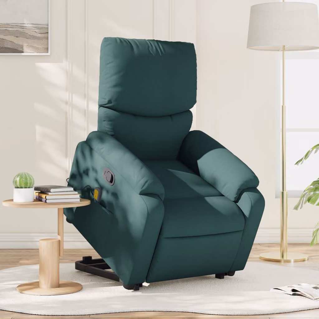 Poltrona Alzapersona Massaggiante vidaXL Verde con Supporto Elettrico in Tessuto e Schiuma – 1