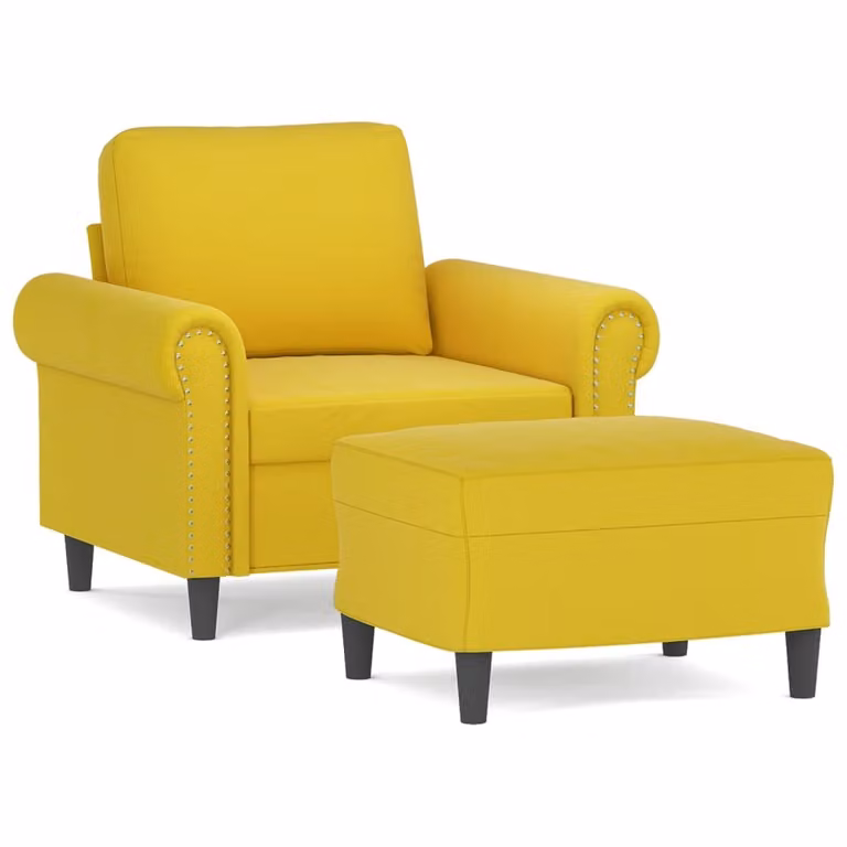 Poltrona con Poggiapiedi Giallo 60 cm in Velluto