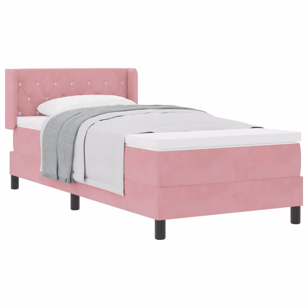 Letto Ibrido con Testiera in Velluto Rosa vidaXL L/P: 200 x 100 cm – 2
