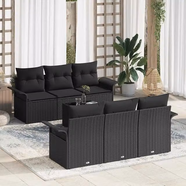 Set Divano da Giardino 7 pz Nero polyrattan 3345253