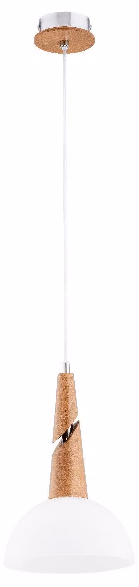 Lampada a sospensione con paralume classico in vetro ATOL, bianca, 1xE27x15W, finitura in legno, dimensioni: 80x19x19 cm, IP20, Alfa