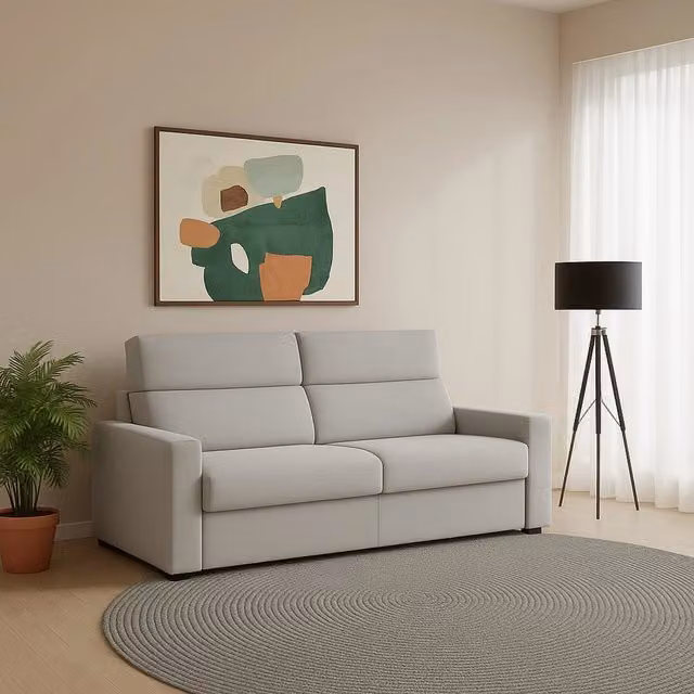 Divano 2 posti Vialfre DMORA in tessuto grigio, modello moderno con coperture sfoderabili, L: 180 cm, P: 95 cm, H: 100 cm – 1