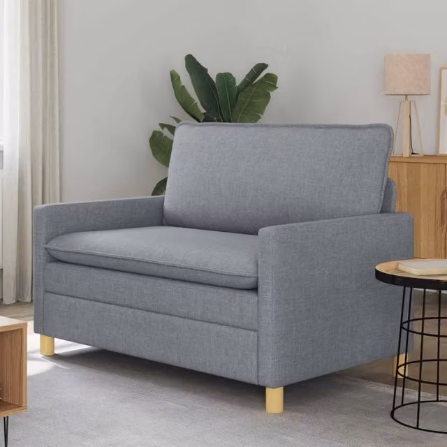 Divano a 2 posti vidaXL in tessuto con struttura in metallo, Grigio e Giallo, L: 126 cm, P: 81 cm, H: 87,5 cm – 1