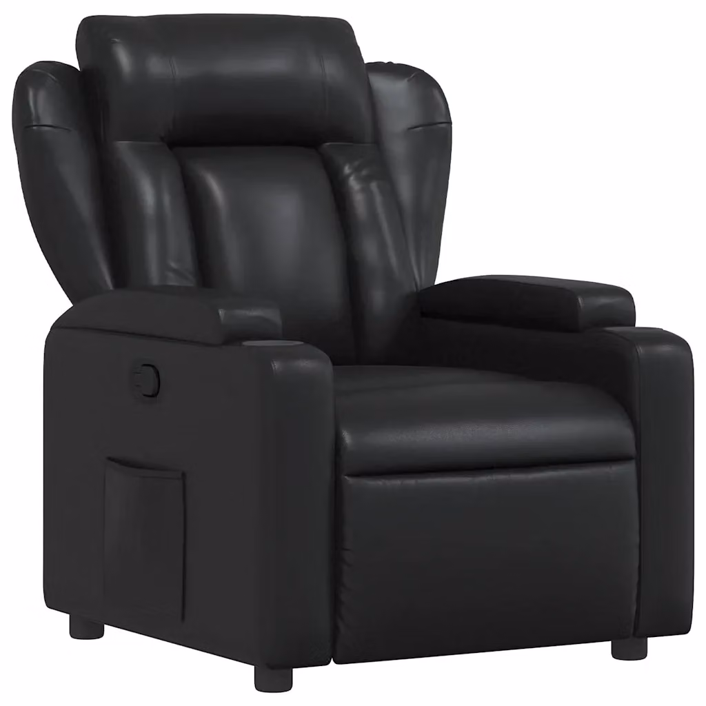 Poltrona relax reclinabile vidaXL in similpelle nera con braccioli e struttura in legno e metallo – 2